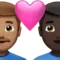Couple with Heart: Man, Man, Medium Skin Tone, Dark Skin Tone emoji on iPhone