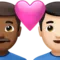 Couple with Heart: Man, Man, Medium-Dark Skin Tone, Light Skin Tone emoji on iPhone (iOS 14.6)