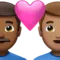 ️ Couple with Heart: Man, Man, Medium-Dark Skin Tone, Medium Skin Tone emoji on Apple iOS 17.4
