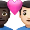 ️ Couple with Heart: Man, Man, Dark Skin Tone, Light Skin Tone emoji on Apple iOS 15.4
