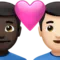 ️ Couple with Heart: Man, Man, Dark Skin Tone, Light Skin Tone emoji on Apple iOS 17.4