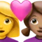 Couple With Heart - Woman: No Skin Tone, Woman: Medium Skin Tone emoji on iPhone (iOS 14.6)