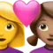 Couple With Heart - Woman: No Skin Tone, Woman: Medium Skin Tone emoji on iPhone