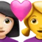 Couple With Heart - Woman: Light Skin Tone, Woman: No Skin Tone emoji on iPhone