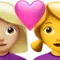 Couple With Heart - Woman: Medium-Light Skin Tone, Woman: No Skin Tone emoji on iPhone (iOS 14.6)
