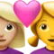 Couple With Heart - Woman: Medium-Light Skin Tone, Woman: No Skin Tone emoji on iPhone