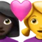 Pasangan yang Saling Mencintai - Wanita: Warna Kulit Gelap, Wanita: Tanpa Warna Kulit emoji di iPhone (iOS 14.5)