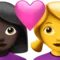 Couple With Heart - Woman: Dark Skin Tone, Woman: No Skin Tone emoji on iPhone