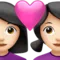 ️ Couple with Heart: Woman, Woman, Light Skin Tone emoji on Apple iOS 17.4