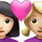 Couple with Heart: Woman, Woman, Light Skin Tone, Medium-Light Skin Tone emoji on iPhone (iOS 14.6)