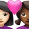 Couple with Heart: Woman, Woman, Light Skin Tone, Medium-Dark Skin Tone emoji on iPhone