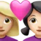 心形情侣：女，女，中等偏浅肤色，浅肤色 iPhone 上的表情符号 (iOS 16.4)
