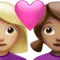 ️ Couple with Heart: Woman, Woman, Medium-Light Skin Tone, Medium Skin Tone emoji on Apple iOS 17.4