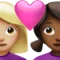 Couple with Heart: Woman, Woman, Medium-Light Skin Tone, Medium-Dark Skin Tone emoji on iPhone