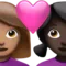 Couple with Heart: Woman, Woman, Medium Skin Tone, Dark Skin Tone emoji on iPhone (iOS 14.6)