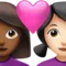 Couple with Heart: Woman, Woman, Medium-Dark Skin Tone, Light Skin Tone emoji on iPhone