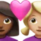 Pasangan dengan Hati: Wanita, Wanita, Warna Kulit Sedang Gelap, Warna Kulit Sedang Terang emoji di iPhone (iOS 14.5)
