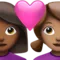 心形情侣：女，女，中深肤色，中等肤色 iPhone 上的表情符号 (iOS 16.4)