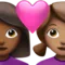 Couple with Heart: Woman, Woman, Medium-Dark Skin Tone, Medium Skin Tone emoji on iPhone