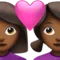 ️ Couple with Heart: Woman, Woman, Medium-Dark Skin Tone emoji on Apple iOS 17.4