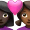 Couple with Heart: Woman, Woman, Dark Skin Tone, Medium-Dark Skin Tone emoji on iPhone
