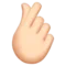 Hand with Index Finger and Thumb Crossed: Light Skin Tone emoji on Apple iOS 17.4