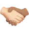 Handshake: Light Skin Tone, Medium Skin Tone emoji on Apple iOS 15.4