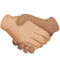 Handshake: Medium-Light Skin Tone, Medium Skin Tone emoji on iPhone