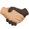 Handshake: Medium-Light Skin Tone, Dark Skin Tone emoji on iPhone