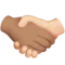 Handshake: Medium Skin Tone, Light Skin Tone emoji on Apple iOS 15.4
