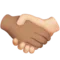 Handshake: Medium Skin Tone, Light Skin Tone emoji on Apple iOS 17.4