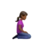 Woman Kneeling: Medium-Dark Skin Tone, Facing Right emoji on iPhone