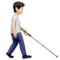 Person with White Cane: Light Skin Tone, Facing Right emoji on iPhone
