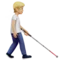 Person with White Cane: Medium-Light Skin Tone, Facing Right emoji on iPhone