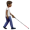 Person with White Cane: Medium-Dark Skin Tone, Facing Right emoji on iPhone