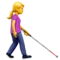 Woman with White Cane: Facing Right emoji on iPhone