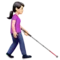 Woman with White Cane: Light Skin Tone, Facing Right emoji on iPhone