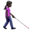 Woman with White Cane: Dark Skin Tone, Facing Right emoji on iPhone