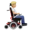 Person in Motorized Wheelchair: Medium-Light Skin Tone, Facing Right emoji on iPhone