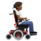 Person in Motorized Wheelchair: Medium-Dark Skin Tone, Facing Right emoji on iPhone