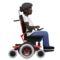 Person in Motorized Wheelchair: Dark Skin Tone, Facing Right emoji on iPhone