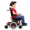 Man in Motorized Wheelchair: Light Skin Tone, Facing Right emoji on iPhone