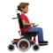 Man in Motorized Wheelchair: Medium Skin Tone, Facing Right emoji on iPhone