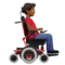 Man in Motorized Wheelchair: Medium-Dark Skin Tone, Facing Right emoji on iPhone