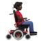 Man in Motorized Wheelchair: Dark Skin Tone, Facing Right emoji on iPhone