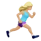 Woman Running: Medium-Light Skin Tone, Facing Right emoji on iPhone
