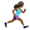 Woman Running: Medium-Dark Skin Tone, Facing Right emoji on iPhone
