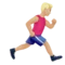 Man Running: Medium-Light Skin Tone, Facing Right emoji on iPhone