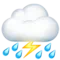 Σύννεφο με αστραπές και βροχή emoji στο iPhone (iOS 17.4)