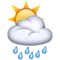Sol bakom regnmoln emoji på iPhone (iOS 9.1)